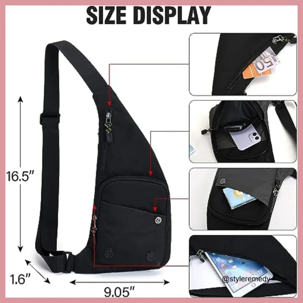 Waterproof Nylon Sling Bag Crossbody Backpack For Travel Hiking